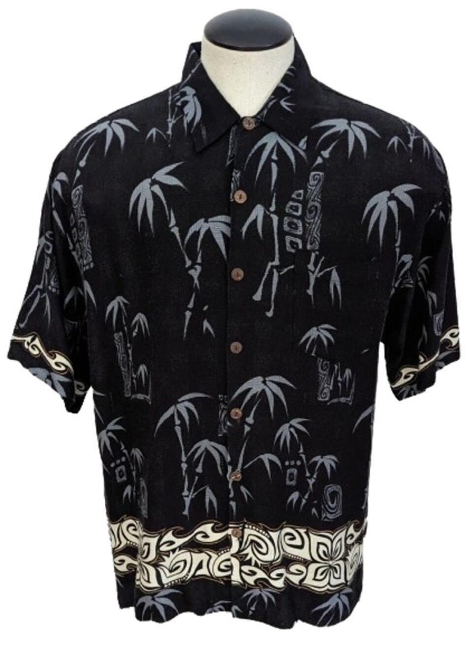 Mens Vintage Silver Edition QUICKSILVER Black Hawaiian Shirt Size LARGE